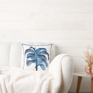Tropical Elegant Palm Tree Vintage Blue  Cushion