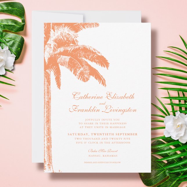 Tropical Elegant Palm Tree Wedding Invitation (Creator Uploaded)