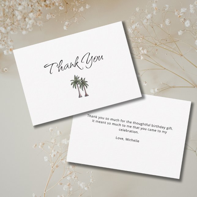 Tropical Elegant Palm Trees Birthday Gift Thank You Card (Creator Uploaded)