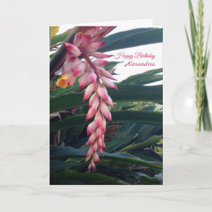 Tropical Elegant Pink Flowers Birthday Card