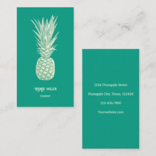 Tropical Elegant Teal Beige Pineapple Art Business Card