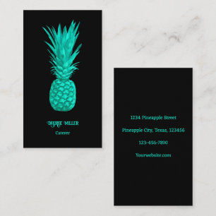 Tropical Elegant Teal Black Pineapple Art Business Card