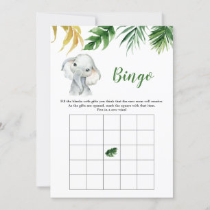 Tropical Elephant Boy Baby Shower Bingo Game Invitation