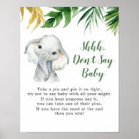 Tropical Elephant Boy Baby Shower Don't Say Baby