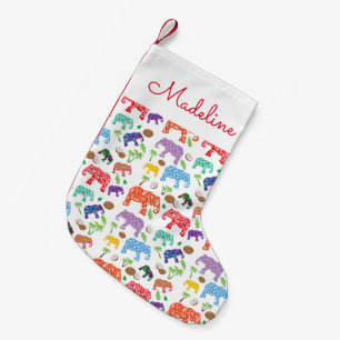 Tropical Elephants Add Your Name Small Christmas Stocking