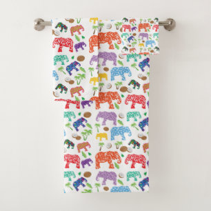 Tropical Elephants Bath Towel Set