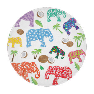 Tropical Elephants Cutting Board