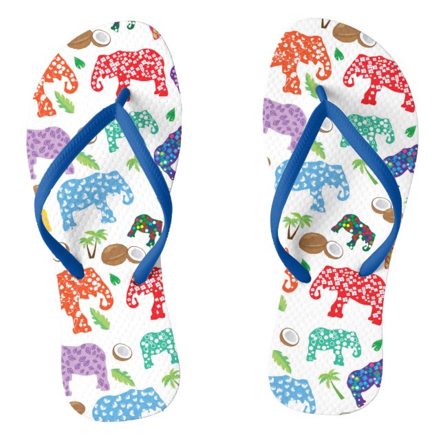 Tropical Elephants Flip Flops (Footbed)