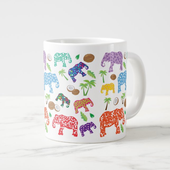 Tropical Elephants Large Coffee Mug (Front Right)