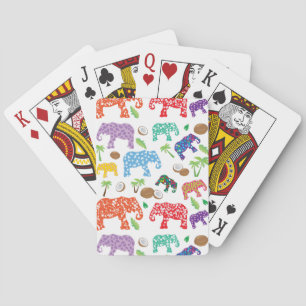 Tropical Elephants Playing Cards