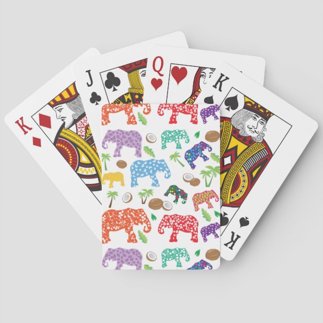 Tropical Elephants Playing Cards (Back)