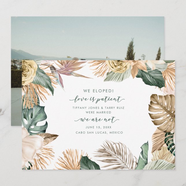 Tropical Elopement Beach Wedding Announcement (Front/Back)