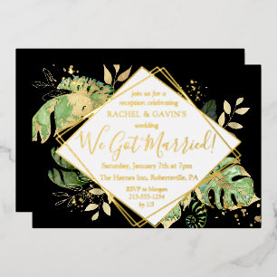 Tropical Elopement Wedding Reception Black & Gold