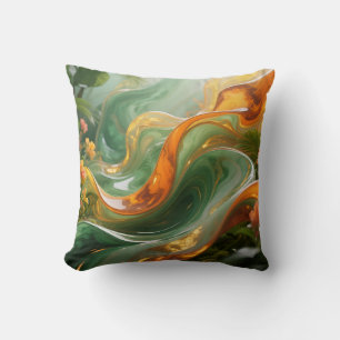 Tropical Emerald Amber Swirl Cushion