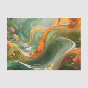 Tropical Emerald Amber Swirl Tissue Paper