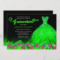 Tropical Emerald Green Spanish Gown Quinceañera 