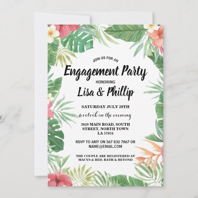 Tropical Engagement Aloha Party Invite (Front)