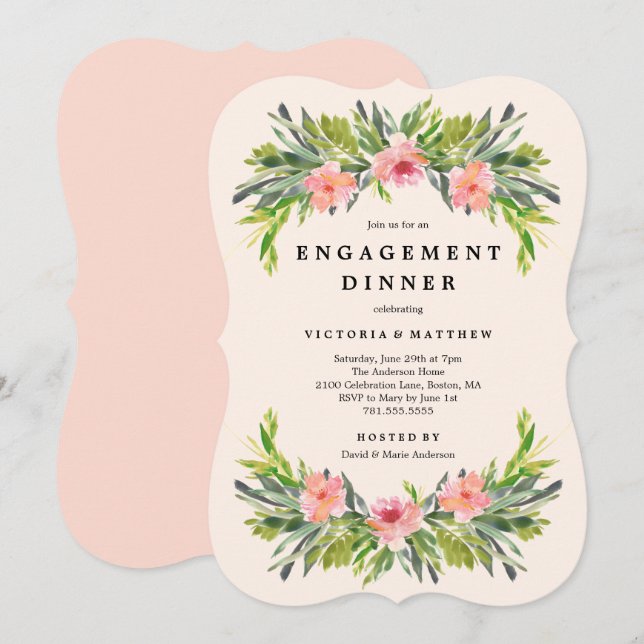 Tropical Engagement Dinner Invitation (Front/Back)