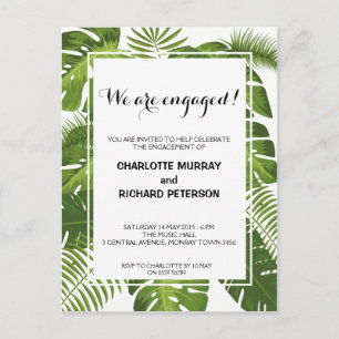 Tropical engagement party invitation postcard