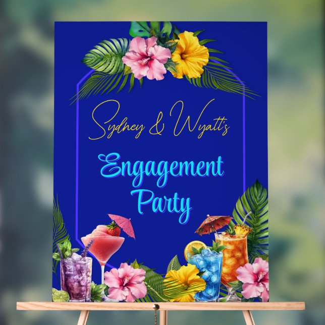 Tropical Engagement Party Welcome Acrylic Sign (Neutral)