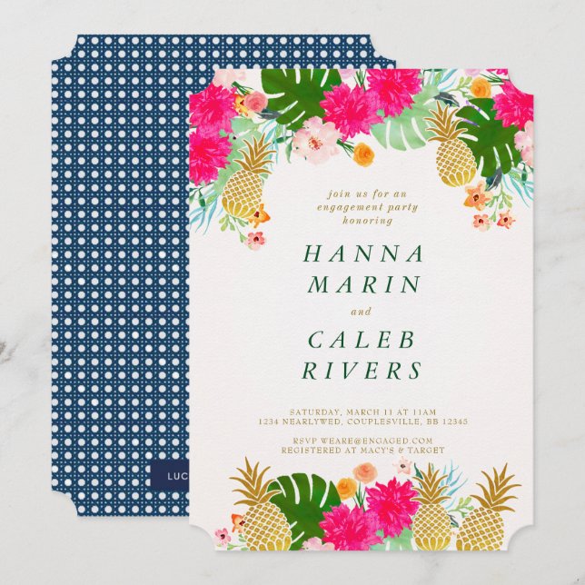 Tropical Engagement Shower Invitation (Front/Back)