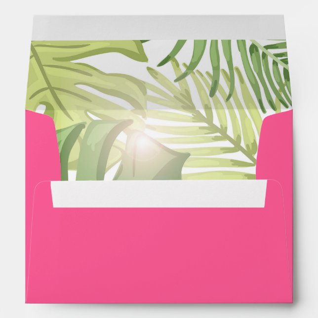 Tropical Envelope Hawaii Palm leaves Tropical Pink (Back (Bottom))