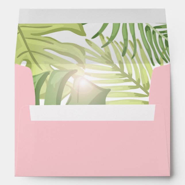 Tropical Envelope Hawaii Palm leaves Tropical Pink (Back (Bottom))