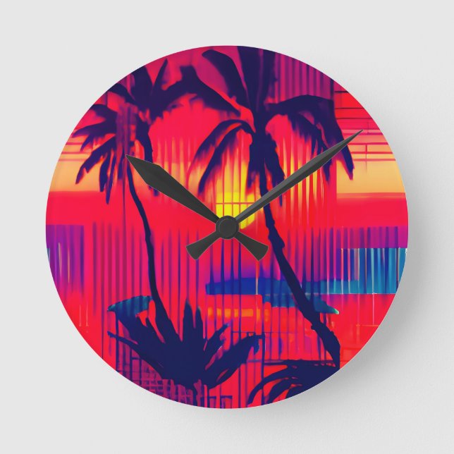 Tropical Escape Fantasy Round Clock (Front)