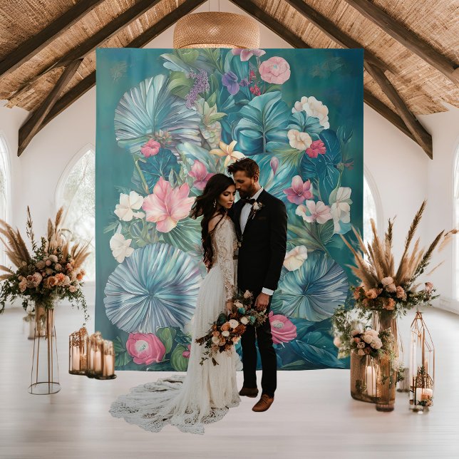 Tropical Essance Wedding Backdrop Tapestry (Creator Uploaded)
