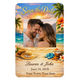 Tropical Eternity Photo Save Date Wedding Magnet