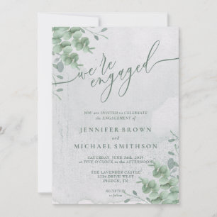 Tropical Eucalyptus Calligraphy Engaged Invitation