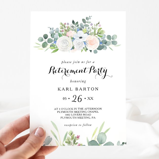 Tropical Eucalyptus Greenery Retirement Party Invitation (Creator Uploaded)