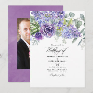Tropical Eucalyptus Succulents Wedding Photo Invitation