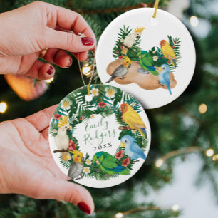 Tropical Exotic baby Wild Parrots Baby Shower Squa Ceramic Tree Decoration