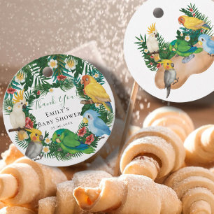 Tropical Exotic baby Wild Parrots Baby Shower Squa Favour Tags