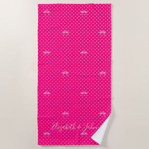 Tropical Exotic ,Flamingos In Love -Personalised Beach Towel