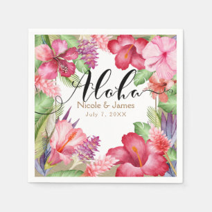 Tropical Exotic Flowers Elegant Hawaiian Aloha Napkin