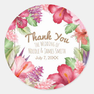 Tropical Exotic Flowers Elegant Hawaiian Floral Classic Round Sticker