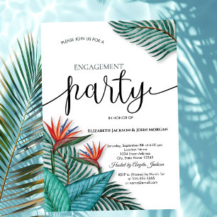 Tropical Exotic Flowers Engagement   Invitation
