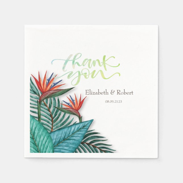Tropical Exotic Flowers Napkin (Front)