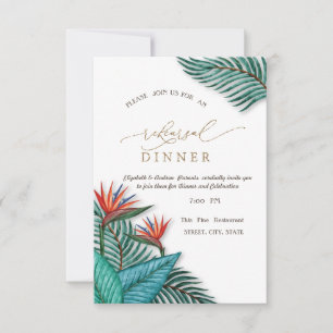 Tropical Exotic Flowers Rehearsal Dinner   Invitation