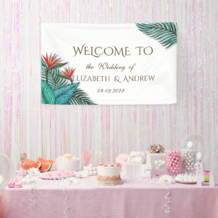 Tropical Exotic Flowers Wedding Banner
