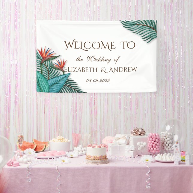 Tropical Exotic Flowers Wedding Banner (Party)