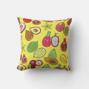 Tropical Exotic Fruits Hand-Drawn Pattern Cushion