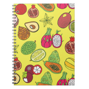 Tropical Exotic Fruits Hand-Drawn Pattern Notebook