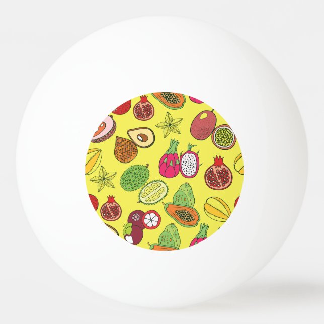 Tropical Exotic Fruits Hand-Drawn Pattern Ping Pong Ball (Front)