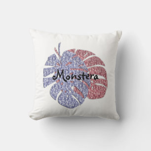 Tropical exotic glitter shine monstera leaves effe cushion