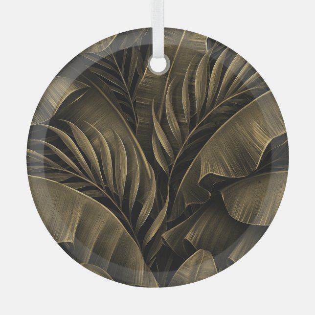 Tropical Exotic: Grunge Golden Nature Glass Tree Decoration (Front)