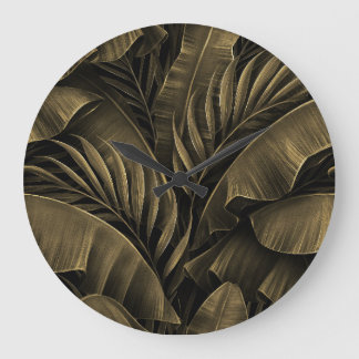 Tropical Exotic: Grunge Golden Nature Large Clock