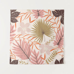 Tropical exotic leaves hand drawn vintage seamless tapestry